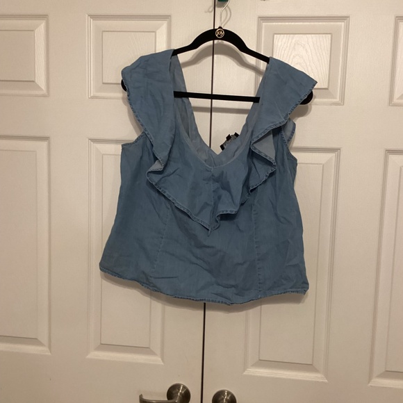 Eloquii denim short ruffle sleeve shirt Size 16 - Picture 4 of 7